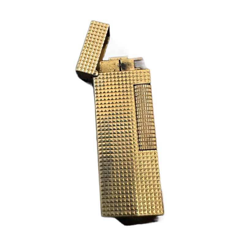 VINTAGE DUNHILL GOLD PLATED ROLLER GAS LIGHTER BRIQUETTE KOREK API DUNHILL LAPIS EMAS