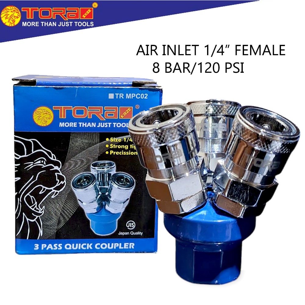 TORA Coupler 3 Cabang - Kopler Nepel Kompresor Cabang Tr MPC02 Torax Air Inlet Female 8 Bar/120 PSI