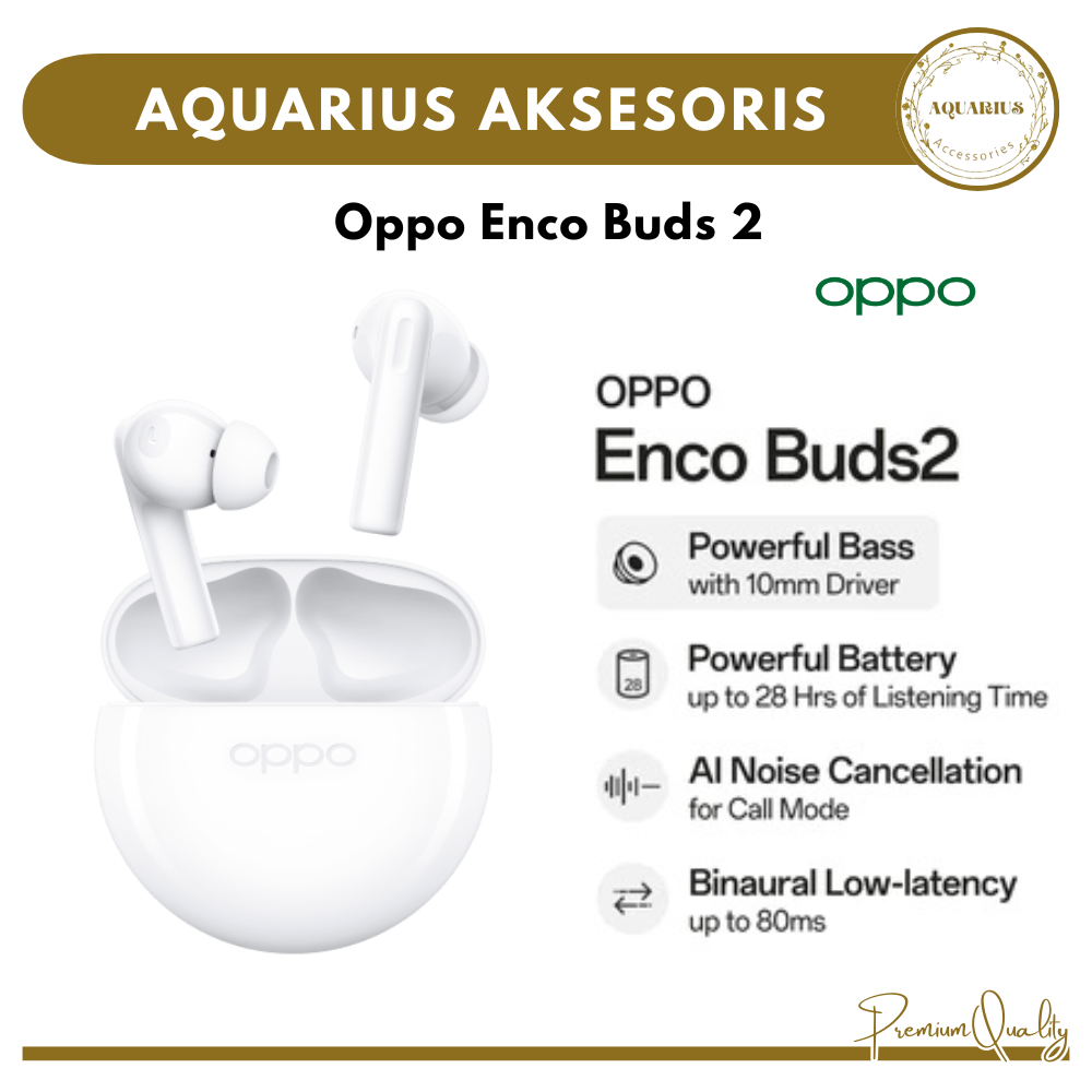[OPPO] Earphone Bluetooth Enco Buds 2 | Handsfree 24 Hours Battery Life Original | New Garansi Resmi