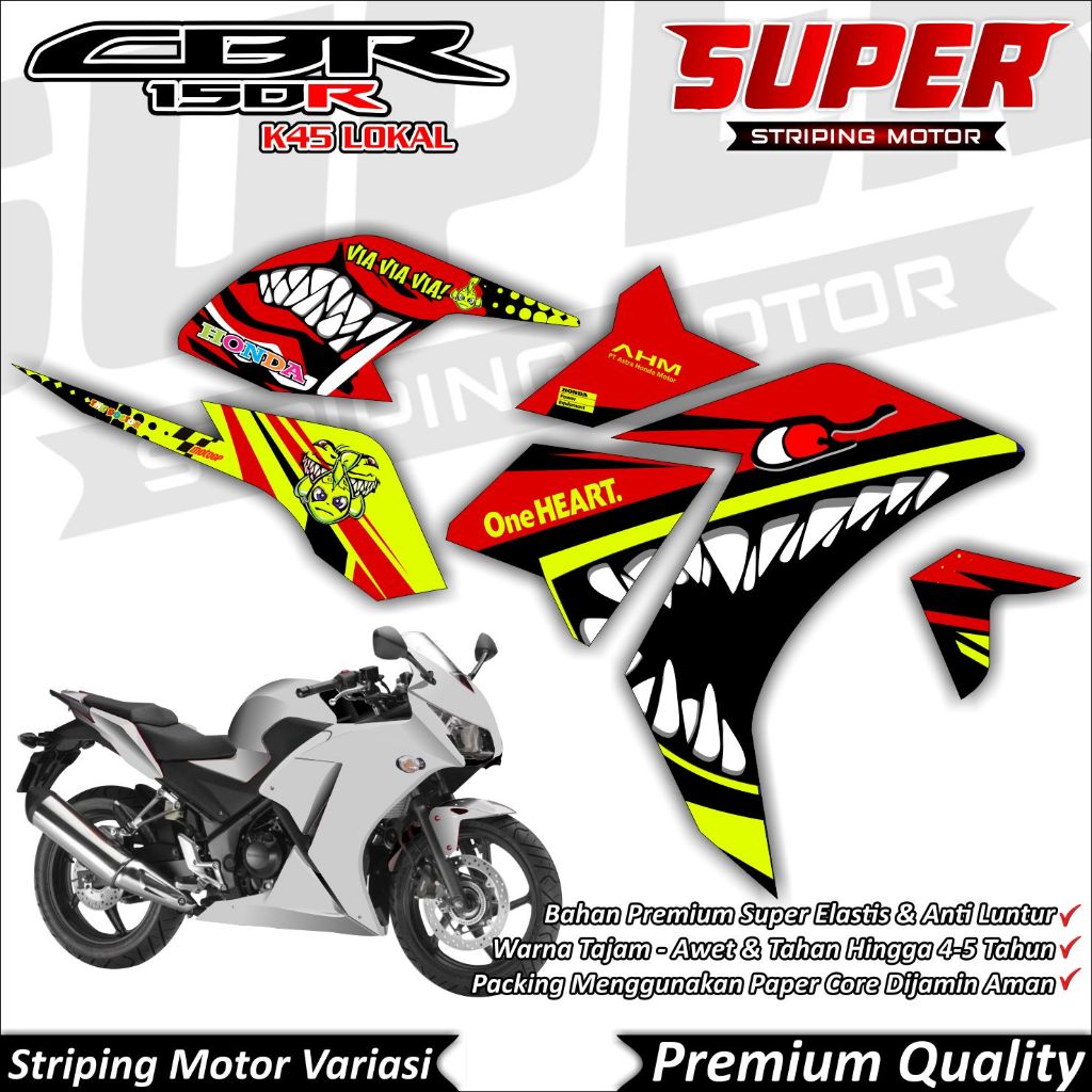 Stiker CBR K45 Lokal Anti Luntur keren Striping CBR K45 Lokal Striping Honda CBR K45 Lokal Shark