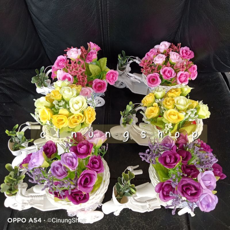 COD bunga sepeda mini/bunga plastik impor vas sepeda artificial shabby dekorasi