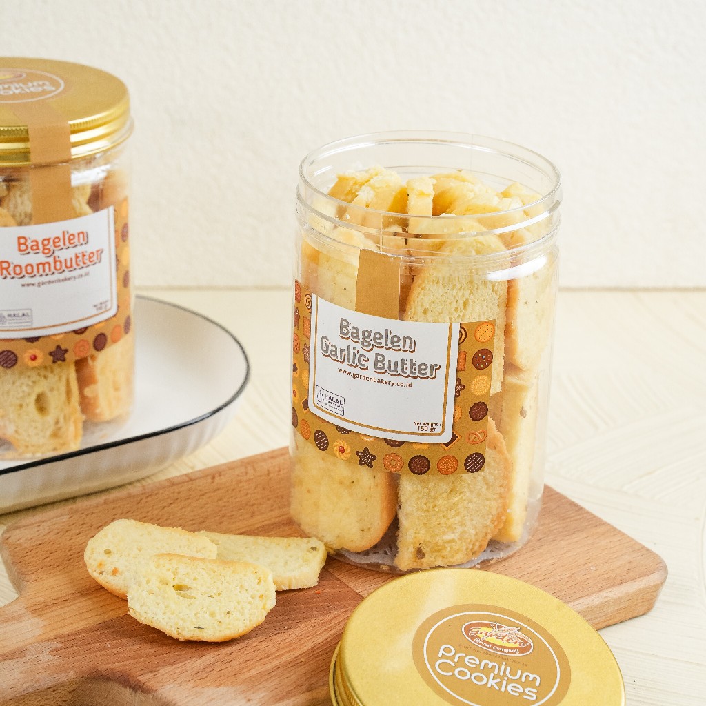 

[PAKET HEMAT 3 TOPLES] Bagelen Garlic Butter Premium Garden Bakery Kue Roti Kering Snacks Makanan