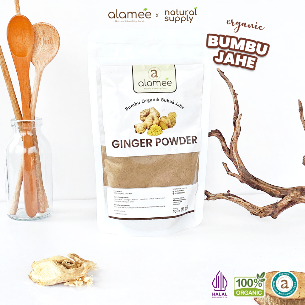 

ALAMEE Ginger Powder Jahe Putih Bubuk Minuman Herbal Bumbu Dapur Instan 100g