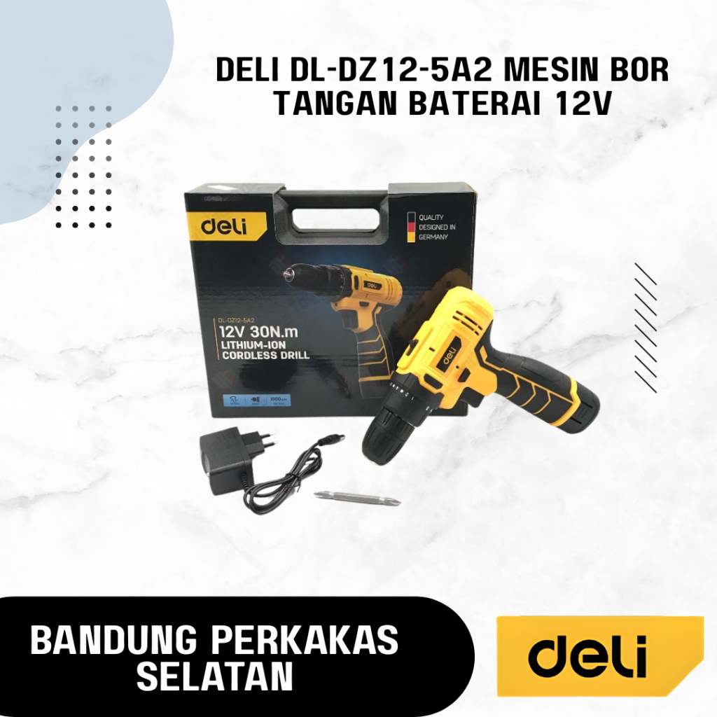 DELI DL-DZ12-5A2 Mesin Bor Tangan Baterai 12V - Cordless Drill Battery