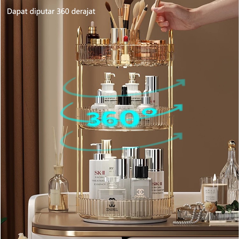 Rak Penyimpanan Kosmetik Rak Berputar 360 Derajat Rak Penyimpanan Parfum Kotak Penyimpanan Alat Kama