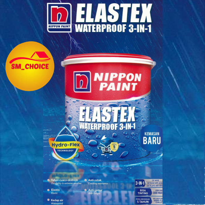 Nippon Paint Elastex 1Kg Elastex Waterproof 3 In 1 1Kg Cat Anti Bocor Warna Pastel