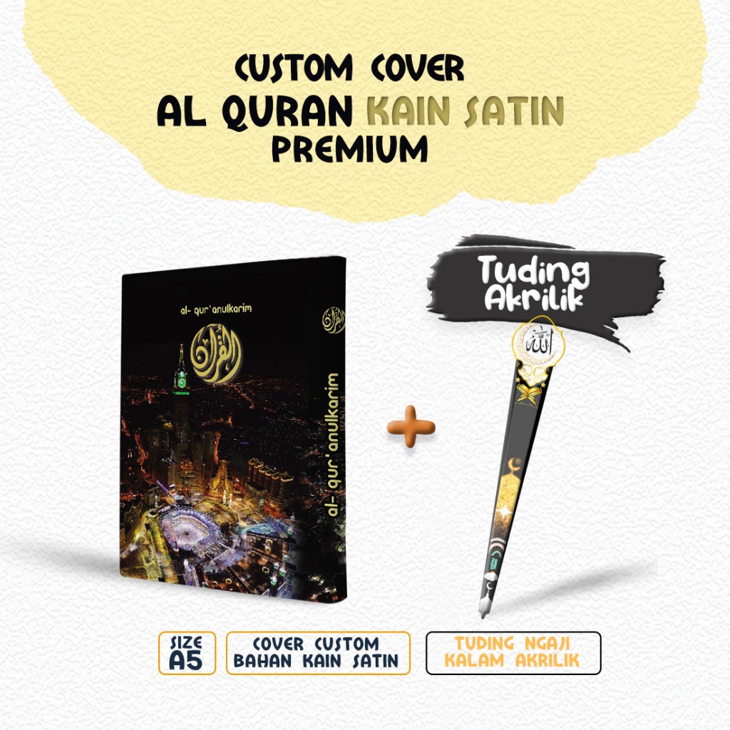 

RD - Cover Al-quran Hanya Cover saja Bisa Custom Pakai Nama tanpa al-quran ukuran A5 Bahan Satin ( Banyak Varian , Lebih Eksulisif Motif Hitam )