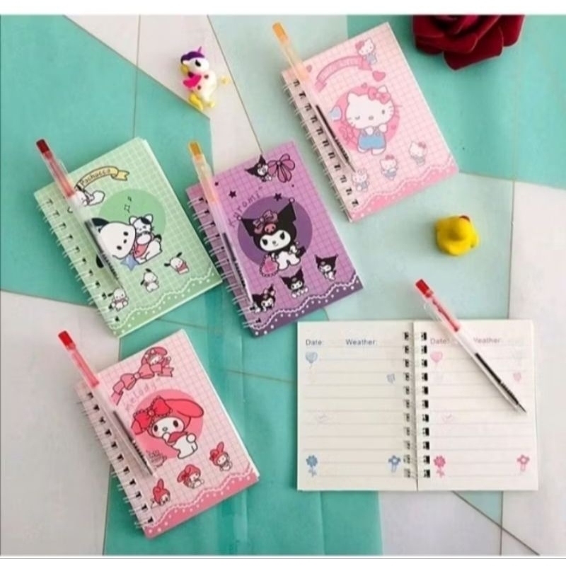

NOTE BOOK RING A7 MOTIF SANRIO + PULPEN / BUKU MEMO / BUKU CATATAN MINI
