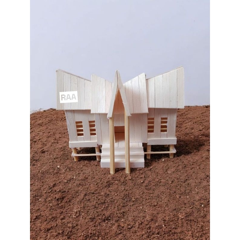 miniatur rumah adat gadang padang stik eskrim LED