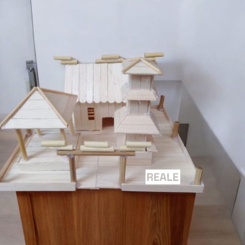 miniatur rumah adat bali stik eskrim LED