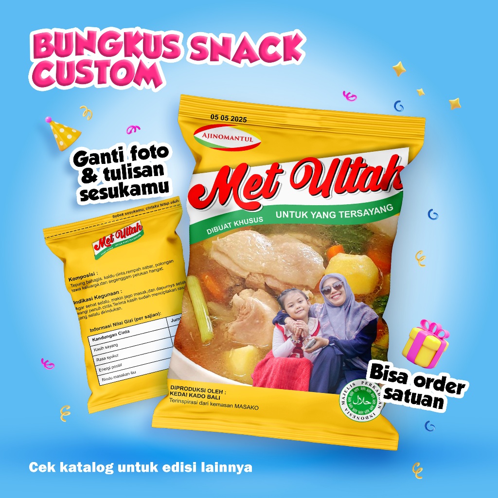 

Bungkus Snack Custom MASAKO | Kado Wisuda, Ulang Tahun, Wedding | Bungkus Hampers kado custom