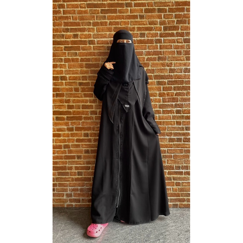 Gamis Abaya Aifiyah Bahan Premium- Jet-black- Gamis/Abaya mewah Terbaru