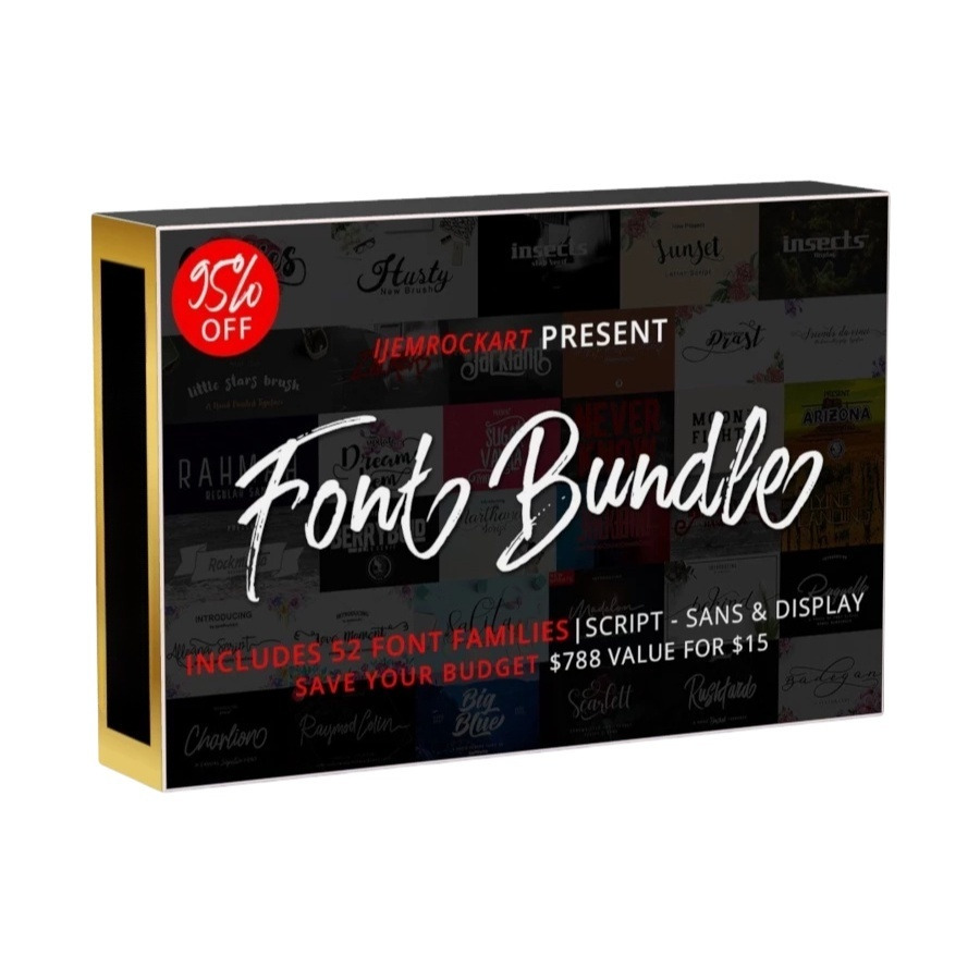 52 Font Bundle Premium - Koleksi Font Eksklusif untuk Desain Kreatif & Profesional
