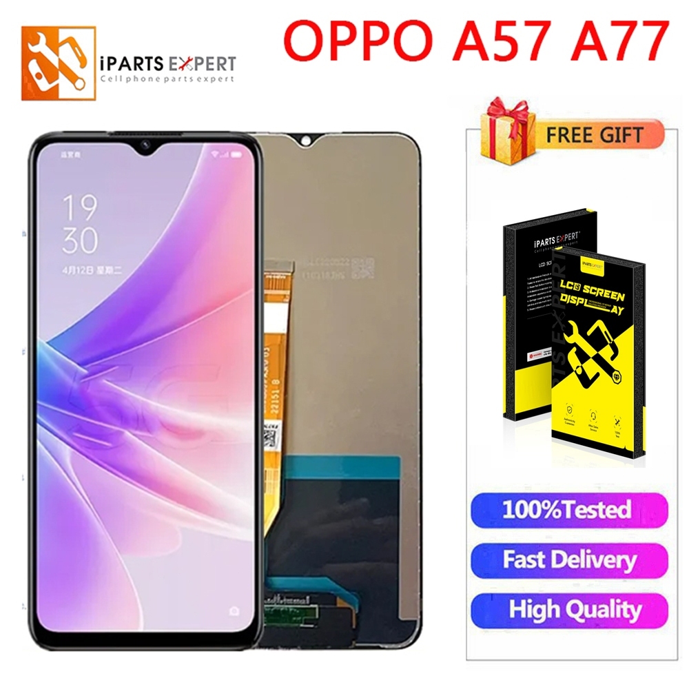 IPARTSEXPERT LCD Asli untuk Oppo A57 A77 A77S 4G CPH2387 A57s A57e Layar Tampilan LCD Digitizer Pane