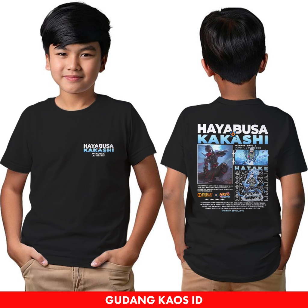 GUDANG KAOS HAYABUSA X KAKASHI - BAJU ANAK USIA 1-14 TAHUN - KAOS MOBILE LEGEND x NARUTO SHIPPUDEN -