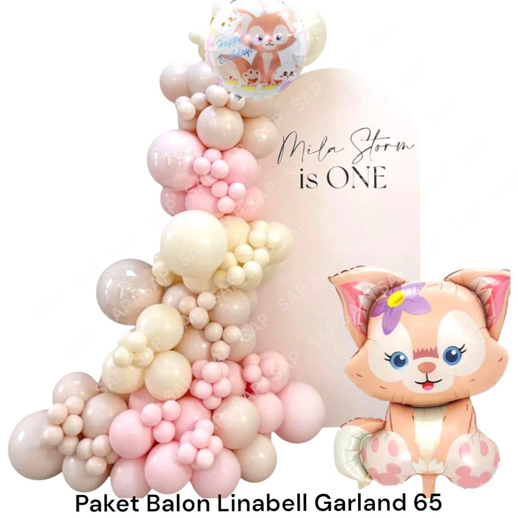 Paket Balon LINABELL GARLAND 65SP/ Dekorasi Ulang Tahun Linabell