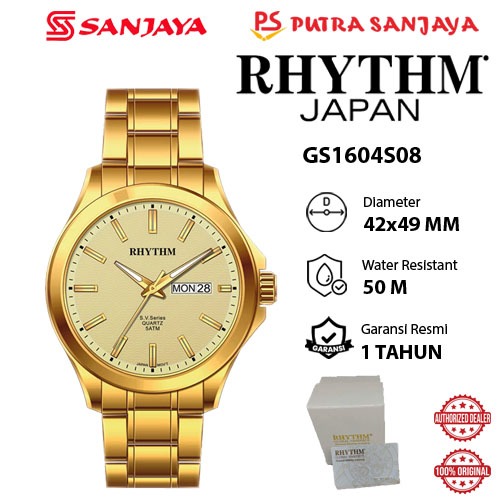 Jam Tangan RHYTHM GS1604S08 Original Garansi Resmi 1  tahun  Stainless Steel