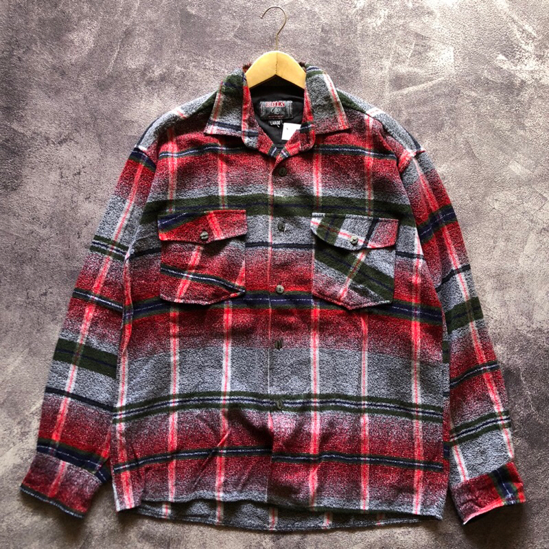 Outer Veterano Flannel Wool Second Size L,flanel wol second flanel veterano second flanel merah puti
