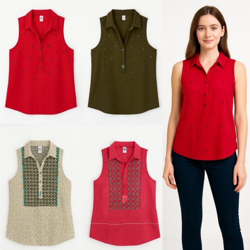 ON sleeveless motif tank top / tank top wanita original branded / kutung wanita terbaru