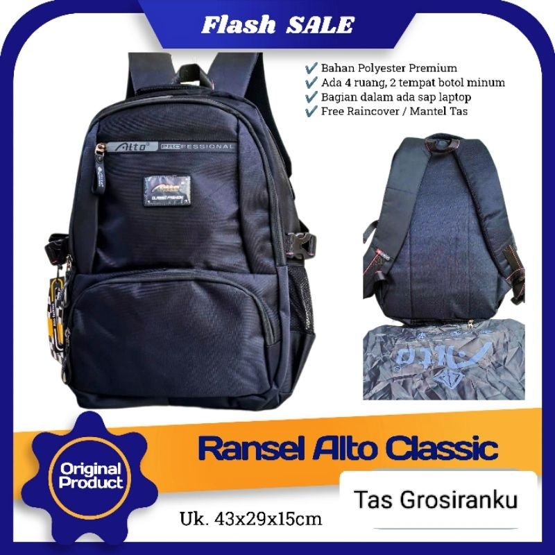 Ransel ALTO Classic Fashion Hitam Tas Sekolah Anak Cowok SD SMP