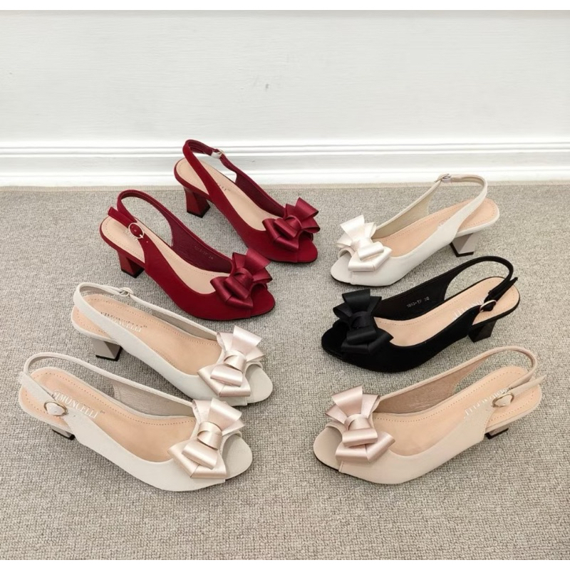 Chunky ribbon heels by Simoncelli sepatu wanita hak tinggi tali belakang