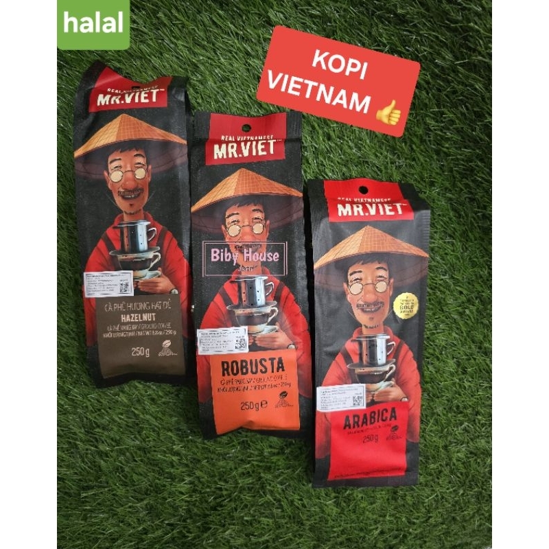 

KOPI VIETNAM MR.VIET kopi bubuk ROBUSTA ARABIKA HAZELNUT ORIGINAL HALAL 250 gr