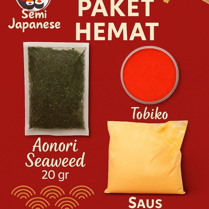 

Paket Hemat Topping Dimsum Mentai - Aonori, Tobiko & Saus Mentai
