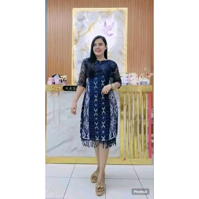 DRES TENUN BROKAT NAVY