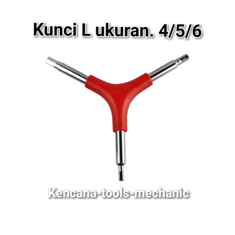 KUNCI L Gagang merah bentuk Y ukuran 4/5/6