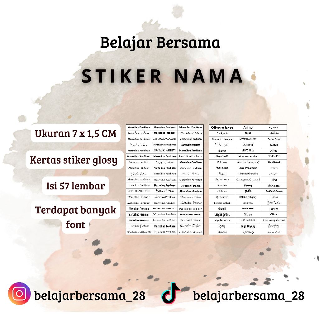 

TERMURAH!!! Stiker Nama/Stiker glosy/stiker chromo