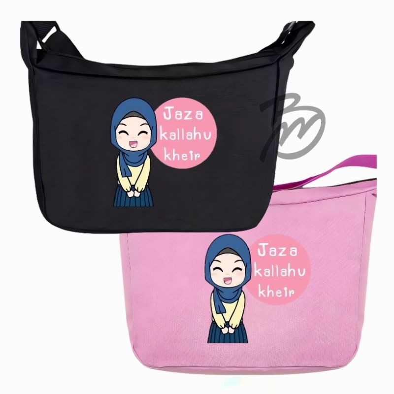 tas selempang anak sekolah TK SD SMP SMA tas selempang pria/wanita motif jaza kallahu kheir premium 