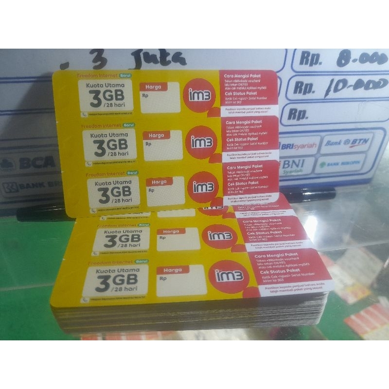 Voucher indosat m3 3gb 14hari jatim