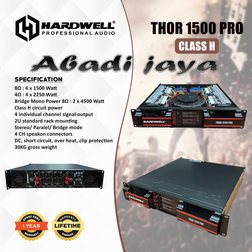 POWER AMPLIFIER HARDWELL THOR 1500 PRO / THOR1500 PRO / THOR 1500PRO 4 X 1500 WATT CLASS H ORIGINAL