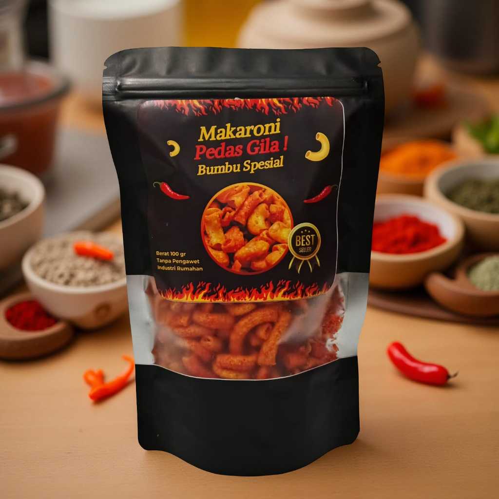 

Makaroni Pedas Gila 100gr – Cemilan Kering Renyah Gurih Pedas Ekstra | Tanpa Pengawet | Camilan Rumahan Best Seller