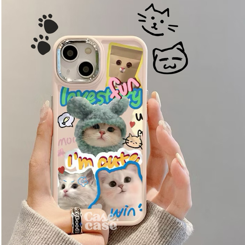 CUTE CAT SOFT CASE IPHONE CASING IPHONE KUCING AESTHETIC CEWEK MURAH UNIK KOREAN COUPLE MAGSAFE XR 1