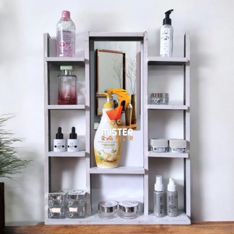 RB Rak Kosmetik 2 Tiang Minimalis Model Kupu2 - Rak Hias Gantung Rak Kosmetik Minimalis Tolet