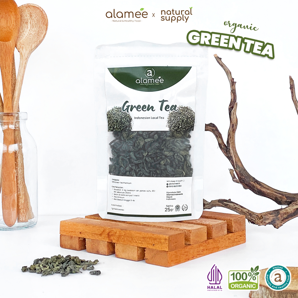 

ALAMEE Teh Hijau Green Tea Organic Kering Organik Greentea Minuman Herbal 25 gram