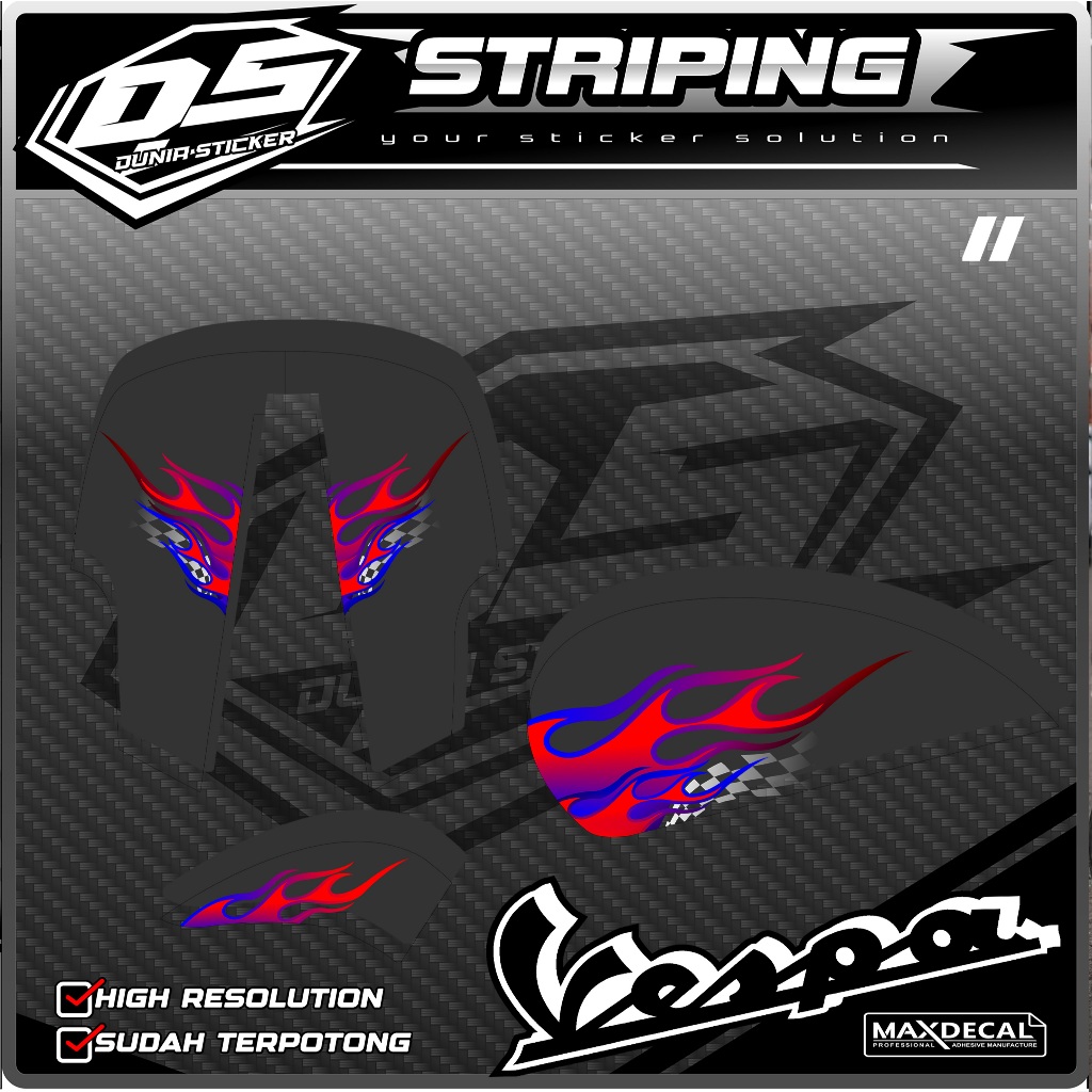 10 STICKER STRIPING MOTOR VESPA SPRINT VARIASI API RACING