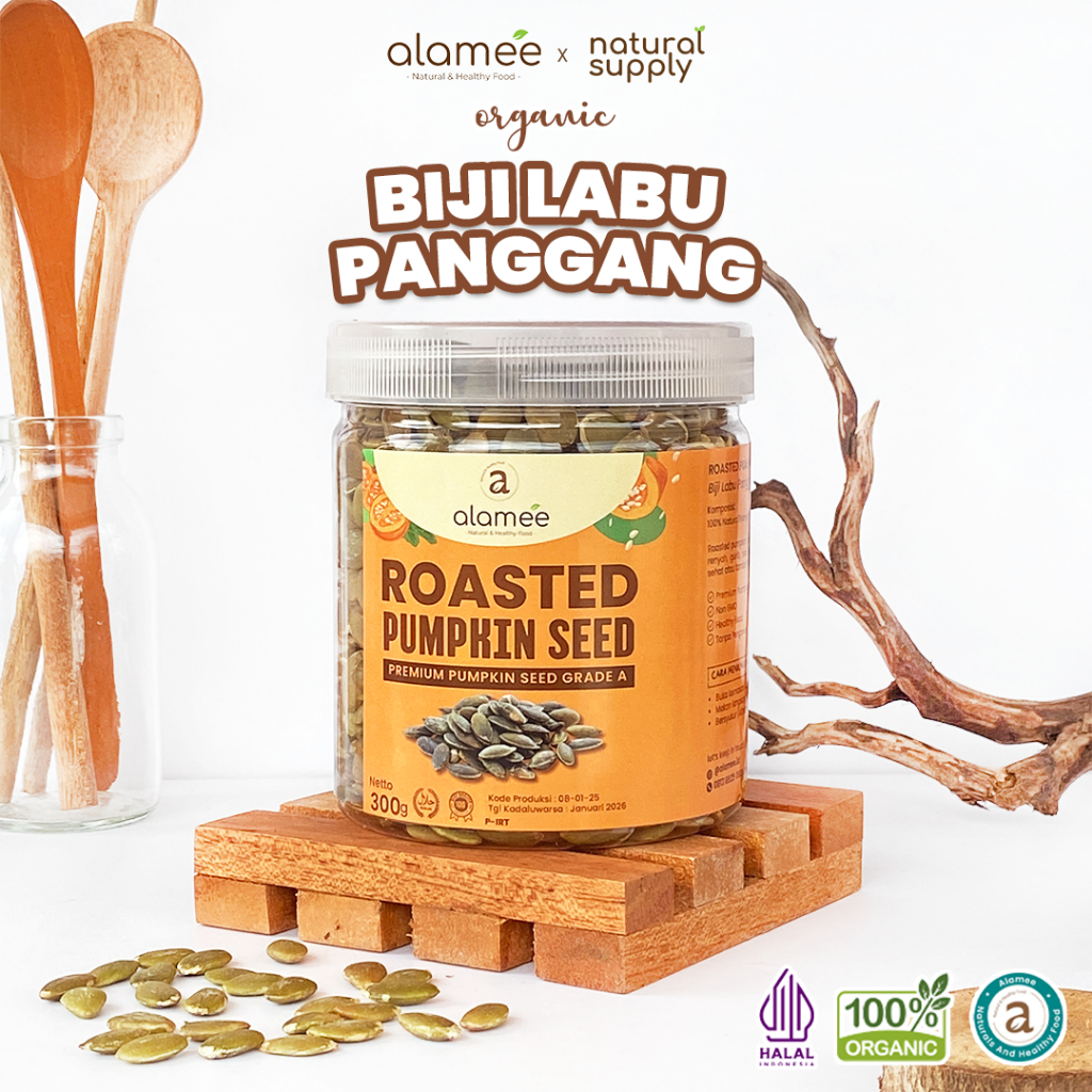 

ALAMEE Roasted Pumpkin Seed Biji Labu Pepita Kupas Panggang Matang Siap Makan Natural 300gr