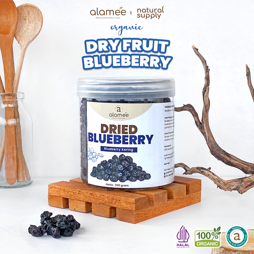 

ALAMEE Blueberry Kering Cemilan Buah Sehat Dried Fruit Blueberry Cemilan Rendah Kalori 300gr