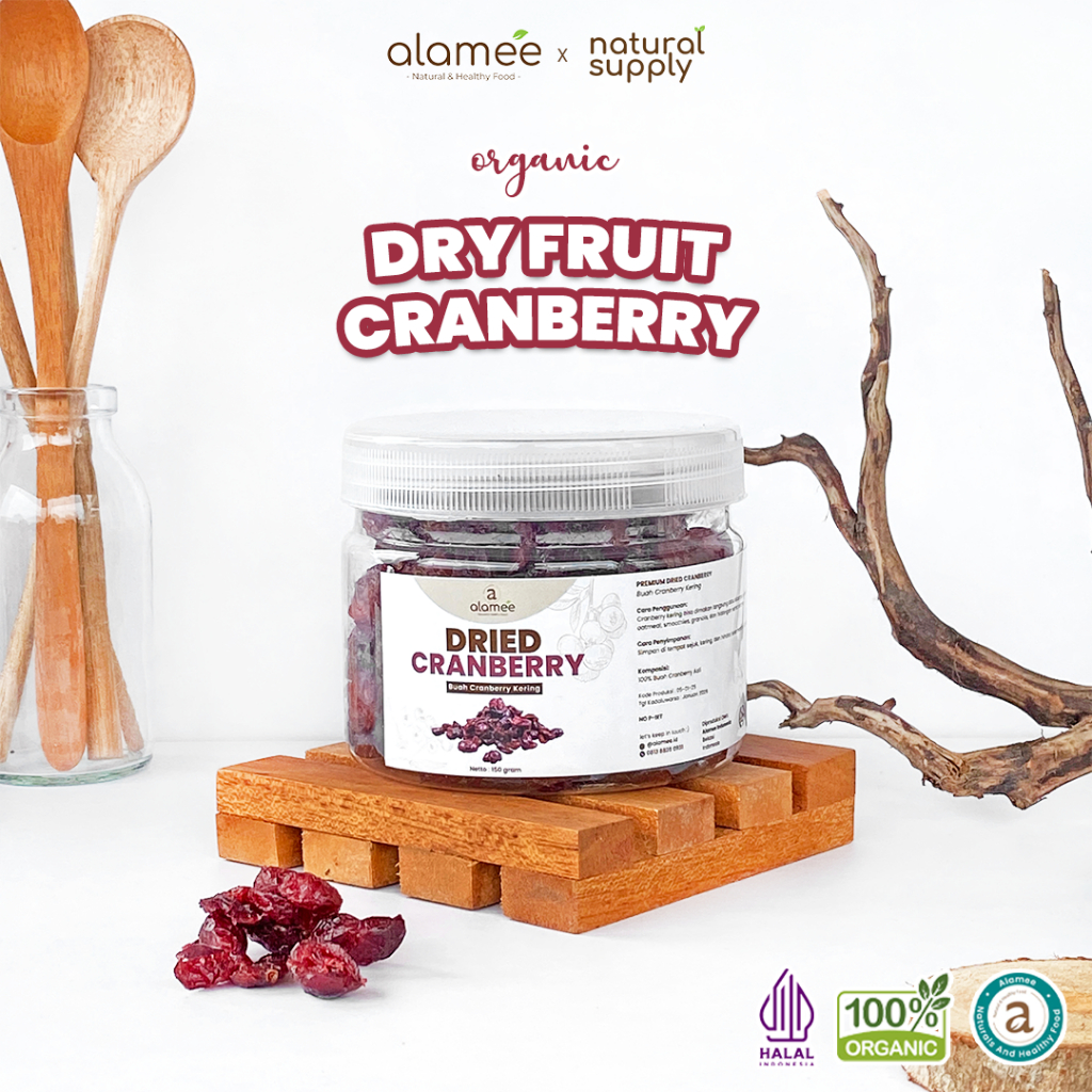 

ALAMEE Cranberry Kering Cemilan Buah Sehat Rendah Kalori Dried Cranberry Natural 100% Premium 150gr