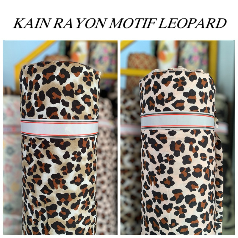 bahan kain katun rayon motif leopard/rayon premium motif macan/rayon viscose(harga tertera 50cm)