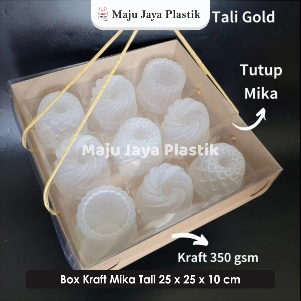 

Box Kraft Tali Ukuran 25x25x10 cm dengan Tutup Mika Transparan