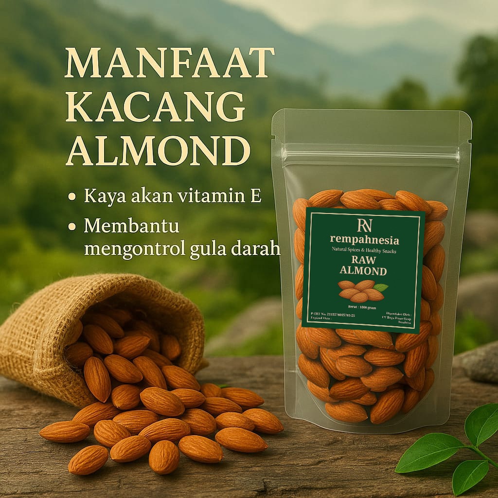 

KACANG ALMOND MENTAH 1 KG / RAW ALMOND 1000 GRAM / RAW ALMOND BLUE DIAMOND 1000 GR / KACANG ALMOND MENTAH PREMIUM