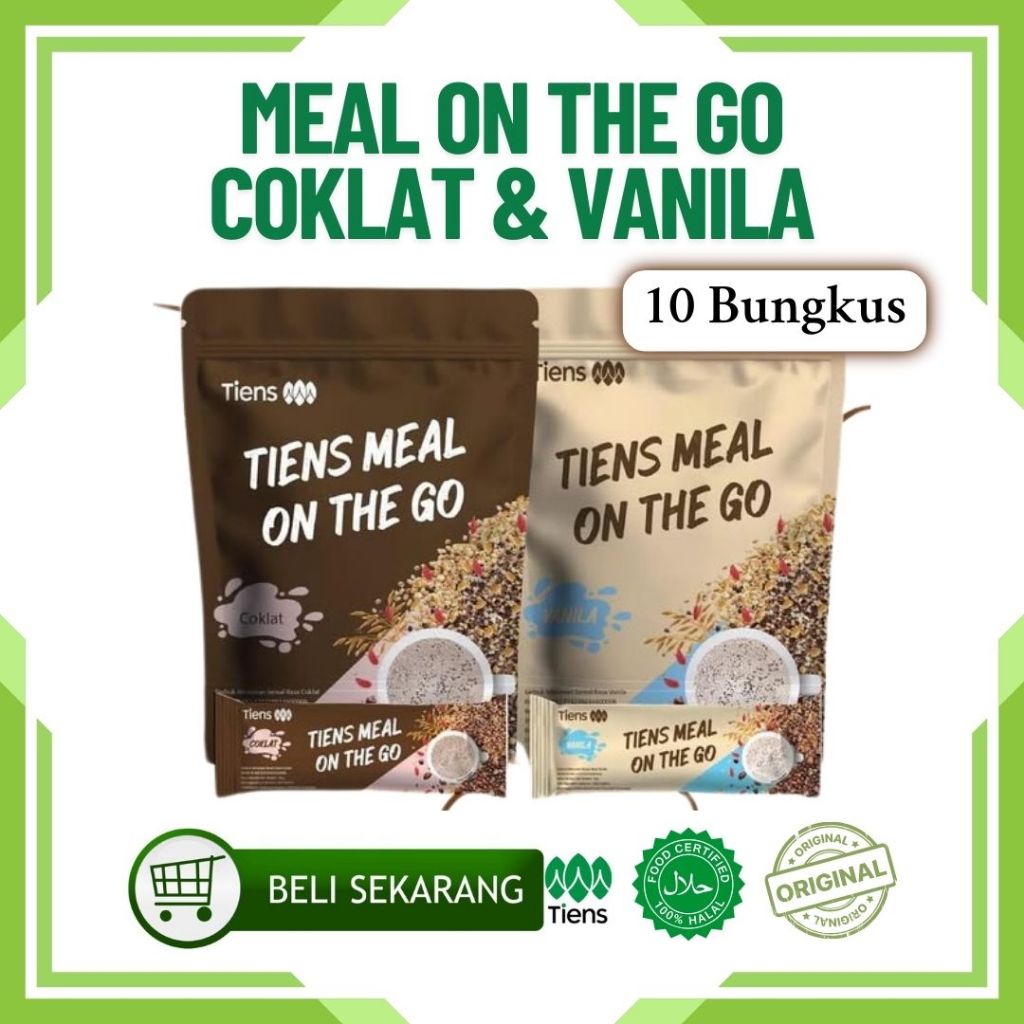

Tiens Meals On The Go rasa coklat & rasa vanilla - minuman pengganti sarapan - sereal praktis