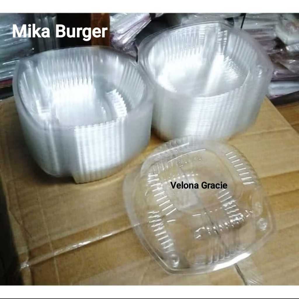 Kotak Mika Burger GX HB per 50 pcs Box Donat Hamburger Kue Makanan