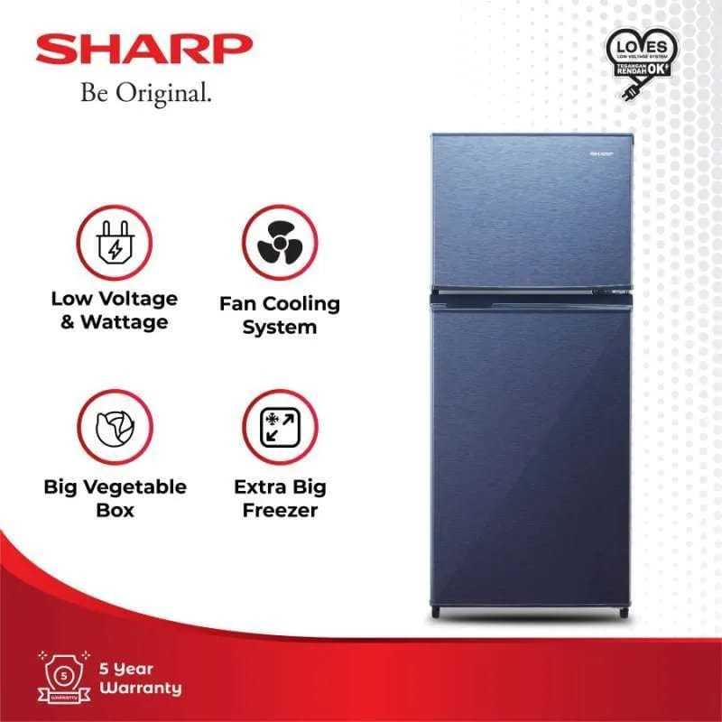 Kulkas 2 Pintu Sharp SJ-195MD-SR2/SG2 SJ195MD 172 Liter