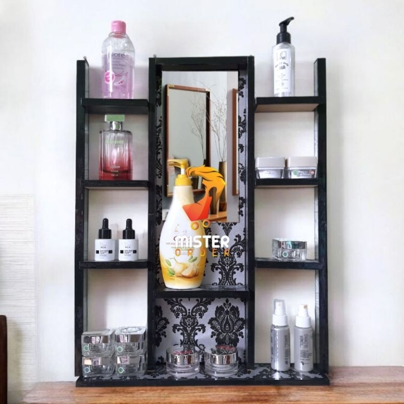 Rak Kosmetik Gantung 2 Tiang / Rak Hias Tolet Dinding