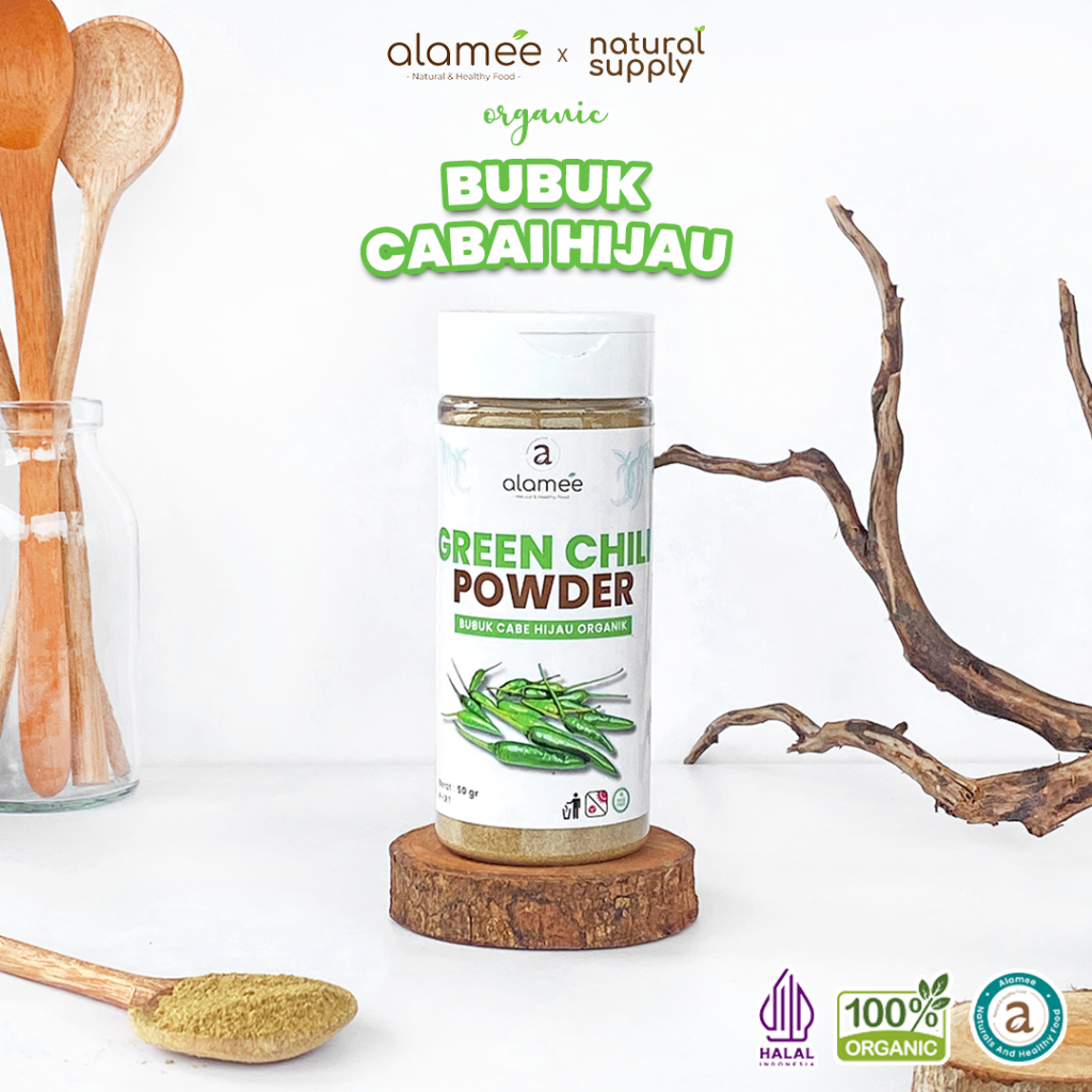 

ALAMEE Bubuk Cabe Hijau Green Chili Seasoning Powder Bumbu Masakan Dapur Murni Tampa Campuran 50gr