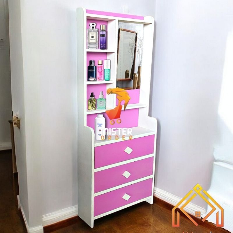 MEJA RIAS TOLET RAK KOSMETIK KACA SERBAGUNA RAK KACA WARNA 125x40cm